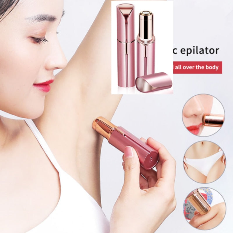 USB Rechargeable Electric Hair Removal Lipstick Shape Female Facial Epilator